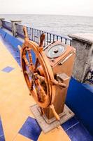 Ship helm close-up photo