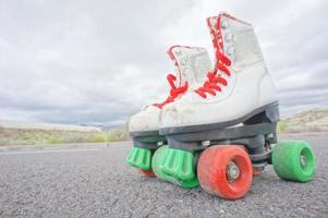 Roller skates on the road photo