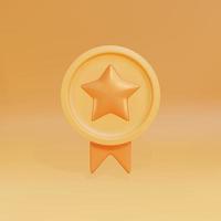 3D Gold coin with star icon, Premium Quality guarantee label. Vector illustration.