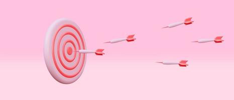 Realistic 3d design red target and arrows. Vector illustration.