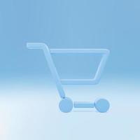 Icono de carrito de compras azul 3D aislado sobre fondo azul. concepto de compra en línea. señal de servicio de entrega. símbolo de la cesta del supermercado. ilustración vectorial vector