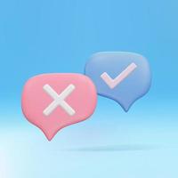 3d Assignment tasks icon. Speech bubbles with marks. Vector illustration.