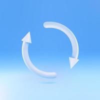 3d Blue Refresh icon isolated on blue background. Reload symbol. Rotation arrows in a circle sign. Vector illustration.