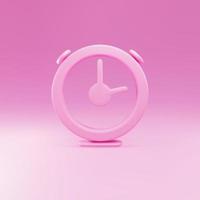 3d Pink clock icon isolated on pink background. time sign. Minimalism concept. Vector illustration.