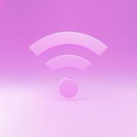 3d Pink Wi-Fi wireless internet network symbol icon isolated on pink background. Vector illustration.