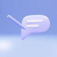 3d Copywriting, writing icon. Document concept. Speech bubble, text and pencil. Vector illustration.