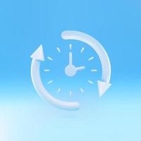 3d Round clock with arrow. Time keeping , measurement of time, time management and deadline, working hours concept. Vector illustration.