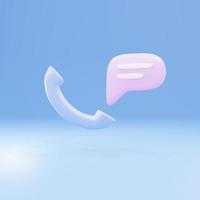 3d Phone handset with speech bubble. Support, customer service, help, communication concept. Vector illustration.