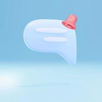 3D Minimal magenta chat bubble on blue background with reminder, push notification icon. Vector illustration.