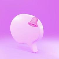 3d pink speech bubble with notification icon. isolated on pink background. Vector illustration.