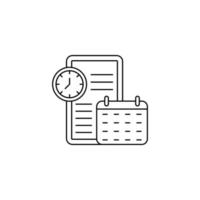clock and calendar on the smartphone. outline icon vector