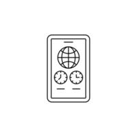 different time on a mobile phone. outline icon vector