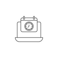 calendar on laptop. outline icon vector