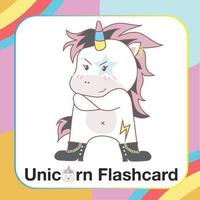 linda tarjeta flash de unicornio para niños. listo para imprimir. tarjeta de juego imprimible. tarjeta educativa para preescolar. ilustración vectorial vector