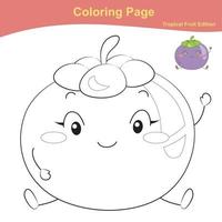 Fruit coloring worksheet page. Coloring cute fruit worksheet page. Educational printable colouring worksheet. Vector illustration in cartoon style.