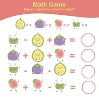 Fruit Counting Math Worksheet. Math Worksheet for Preschool. Educational printable math worksheet. Count and write answer activity for children. Vector illustration.