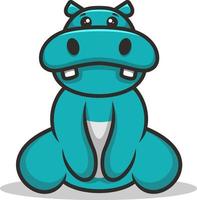Sitting Cute Hippo Mascot Logo vector