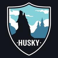 Adventure Husky Label Vector Illustration Retro Vintage Badge Sticker And T-shirt Design