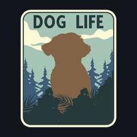 Adventure Dog Label Vector Illustration Retro Vintage Badge Sticker And T-shirt Design