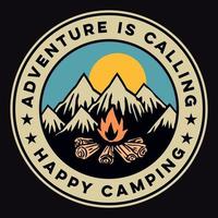 Adventure Camping Label Vector Illustration Retro Vintage Badge Sticker And T-shirt Design