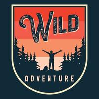 Mountain Outdoor Adventure Label Vector Illustration Retro Vintage Badge Sticker And T-shirt Design