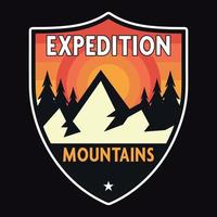 Mountain Outdoor Adventure Label Vector Illustration Retro Vintage Badge Sticker And T-shirt Design