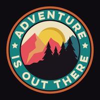 Mountain Outdoor Adventure Label Vector Illustration Retro Vintage Badge Sticker And T-shirt Design