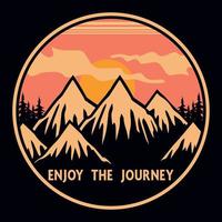 Mountain Outdoor Adventure Label Vector Illustration Retro Vintage Badge Sticker And T-shirt Design