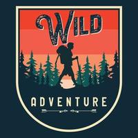 Mountain Outdoor Adventure Label Vector Illustration Retro Vintage Badge Sticker And T-shirt Design