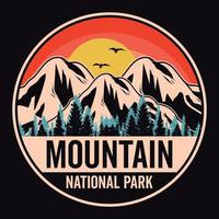 Mountain Outdoor Adventure Label Vector Illustration Retro Vintage Badge Sticker And T-shirt Design