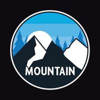 Mountain Outdoor Adventure Label Vector Illustration Retro Vintage Badge Sticker And T-shirt Design