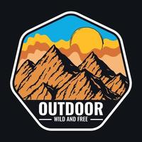 Mountain Outdoor Adventure Label Vector Illustration Retro Vintage Badge Sticker And T-shirt Design