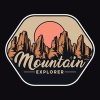 Mountain Outdoor Adventure Label Vector Illustration Retro Vintage Badge Sticker And T-shirt Design