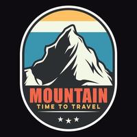 Mountain Outdoor Adventure Label Vector Illustration Retro Vintage Badge Sticker And T-shirt Design