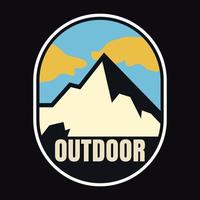 Mountain Outdoor Adventure Label Vector Illustration Retro Vintage Badge Sticker And T-shirt Design