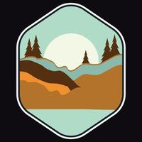 Mountain Outdoor Adventure Label Vector Illustration Retro Vintage Badge Sticker And T-shirt Design