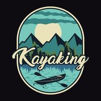 Kayaking Label Vector Illustration Retro Vintage Badge Sticker And T-shirt Design