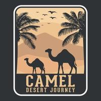 Adventure Camel Label Vector Illustration Retro Vintage Badge Sticker And T-shirt Design