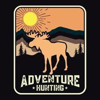 Adventure Moose Label Vector Illustration Retro Vintage Badge Sticker And T-shirt Design