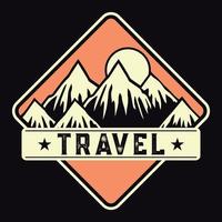 Mountain Outdoor Adventure Label Vector Illustration Retro Vintage Badge Sticker And T-shirt Design