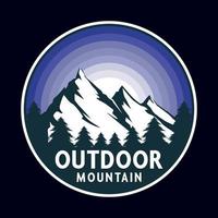 Mountain Outdoor Adventure Label Vector Illustration Retro Vintage Badge Sticker And T-shirt Design