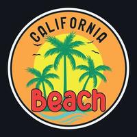 Summer Sunset Beach Label Vector Illustration Retro Vintage Badge Sticker And T-shirt Design