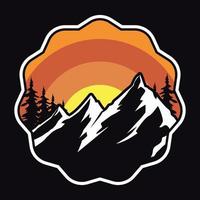 Mountain Outdoor Adventure Label Vector Illustration Retro Vintage Badge Sticker And T-shirt Design