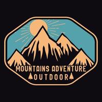 montaña aventura al aire libre etiqueta vector ilustración retro vintage insignia etiqueta y diseño de camiseta