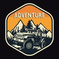 Mountain Outdoor Adventure Label Vector Illustration Retro Vintage Badge Sticker And T-shirt Design