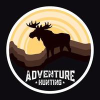 Adventure Moose Label Vector Illustration Retro Vintage Badge Sticker And T-shirt Design