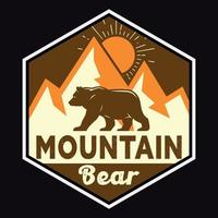 Adventure Bear Label Vector Illustration Retro Vintage Badge Sticker And T-shirt Design