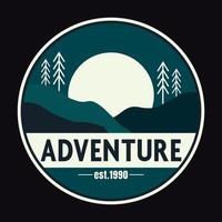 Mountain Outdoor Adventure Label Vector Illustration Retro Vintage Badge Sticker And T-shirt Design