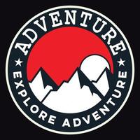 Mountain Outdoor Adventure Label Vector Illustration Retro Vintage Badge Sticker And T-shirt Design