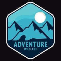 Mountain Outdoor Adventure Label Vector Illustration Retro Vintage Badge Sticker And T-shirt Design